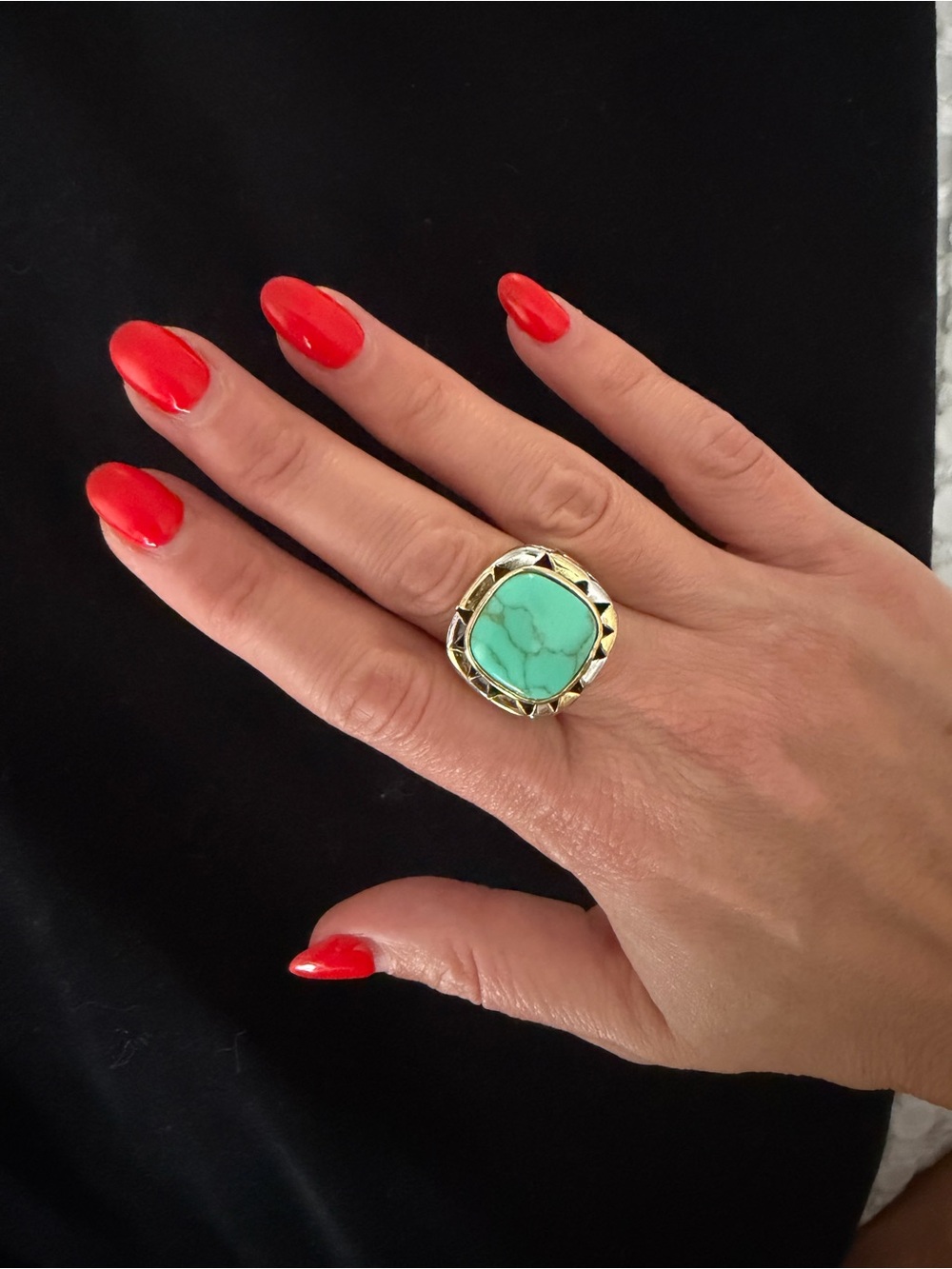 Gold Ring with Turquoise Stone - Women's Fashion Jewelry